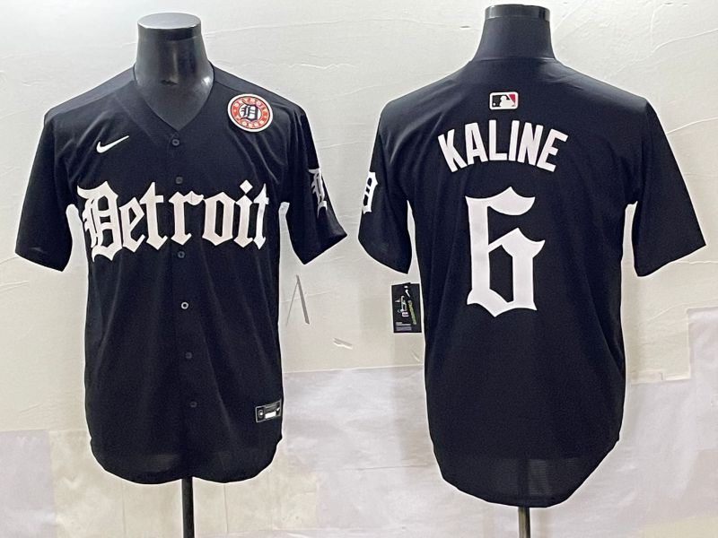 Men 2025 Detroit Tigers #6 Kaline Black Five generations Joint Name Nike MLB Jersey style 16->detroit tigers->MLB Jersey